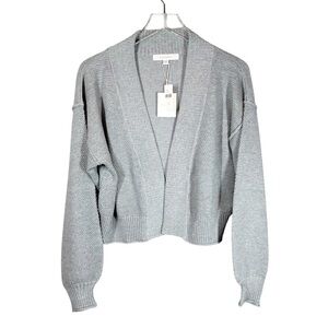 FLAT WHITE by Anthropologie Women's OS Livvy Grey Textured Cardigan Sweater